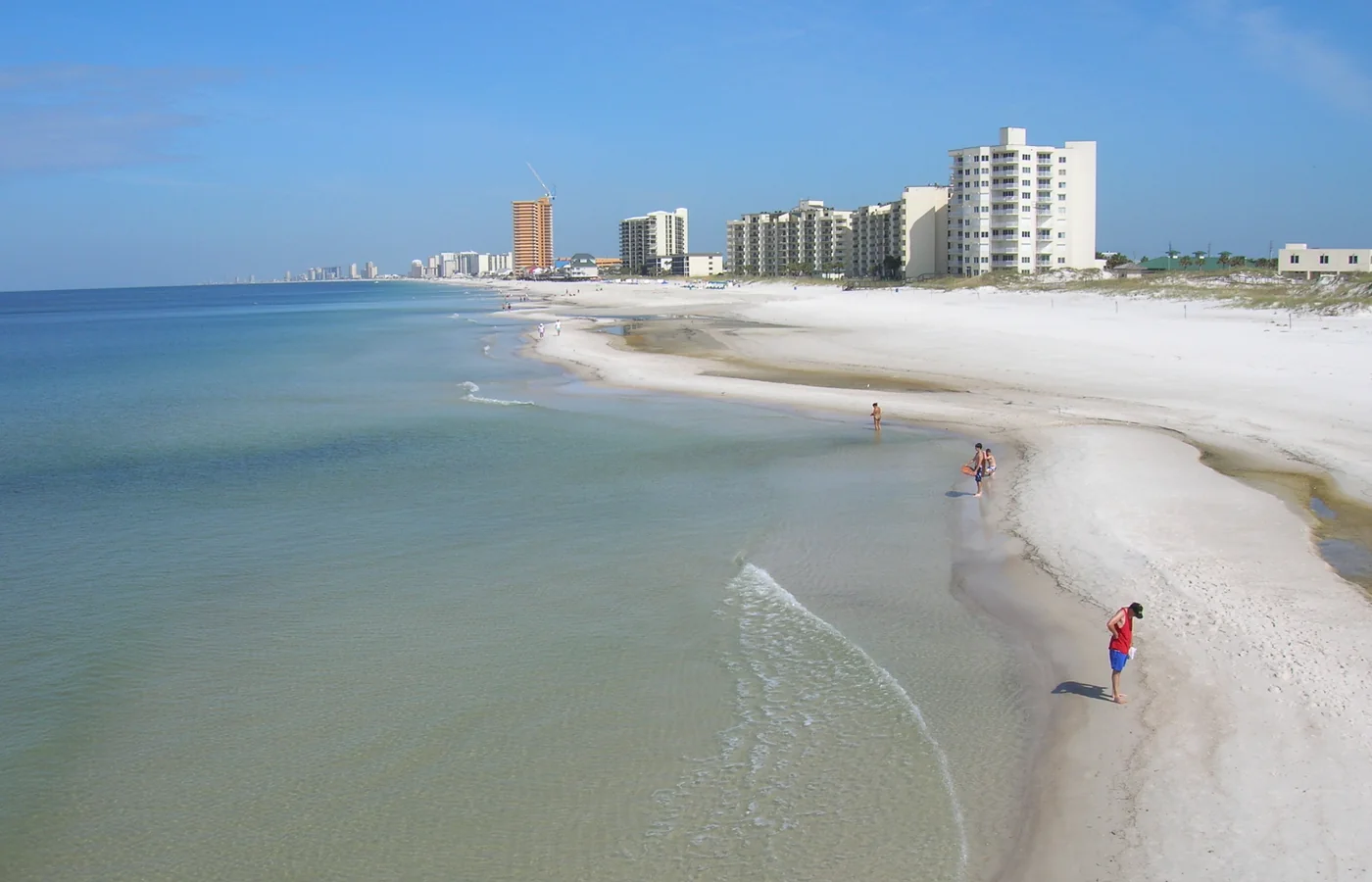 The sugar-white quartz sand and emerald water at Panama City Beach, Florida