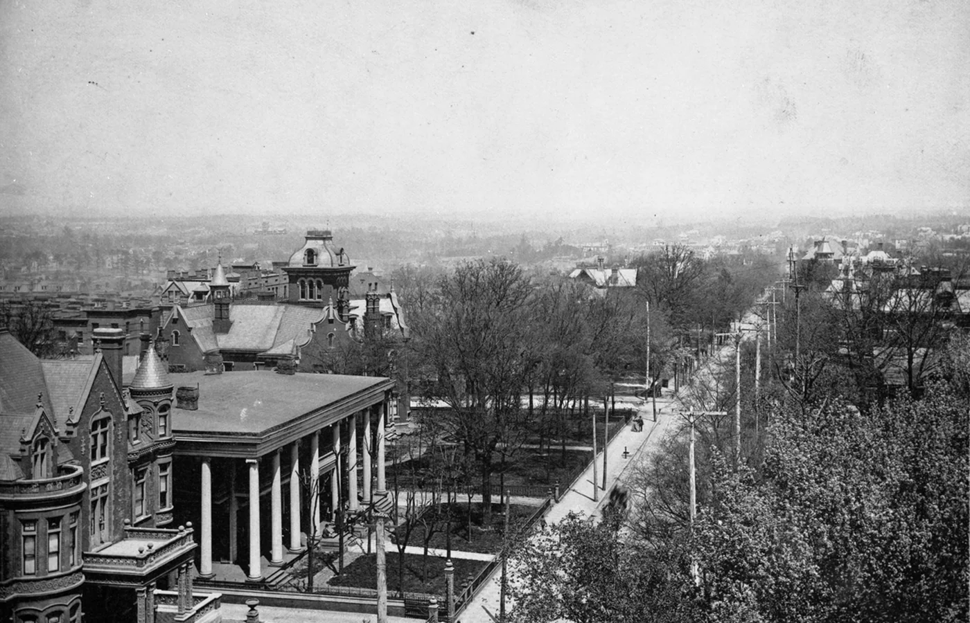 Grand houses along Peachtree Street in Atlanta, Georgia, photographed in 1895