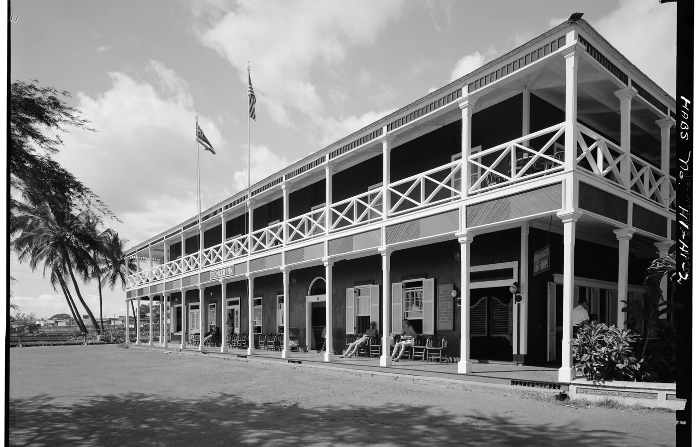 The Pioneer Inn on Lahaina's harborfront as it stood before the 2023 wildfire, the 1901 hotel that began Maui's visitor trade