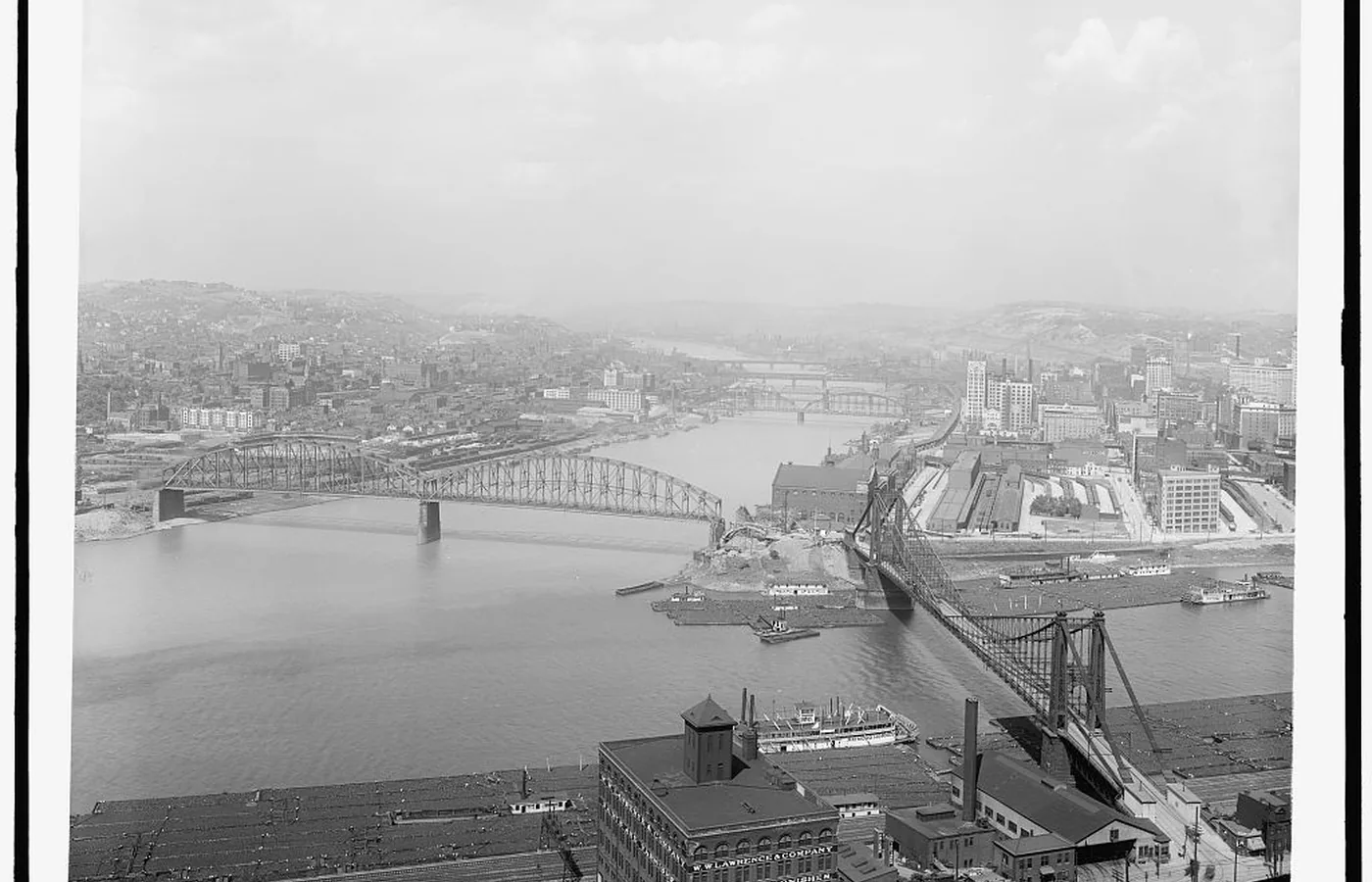 Detroit Publishing photograph of the Point in Pittsburgh around 1910, before it became Point State Park