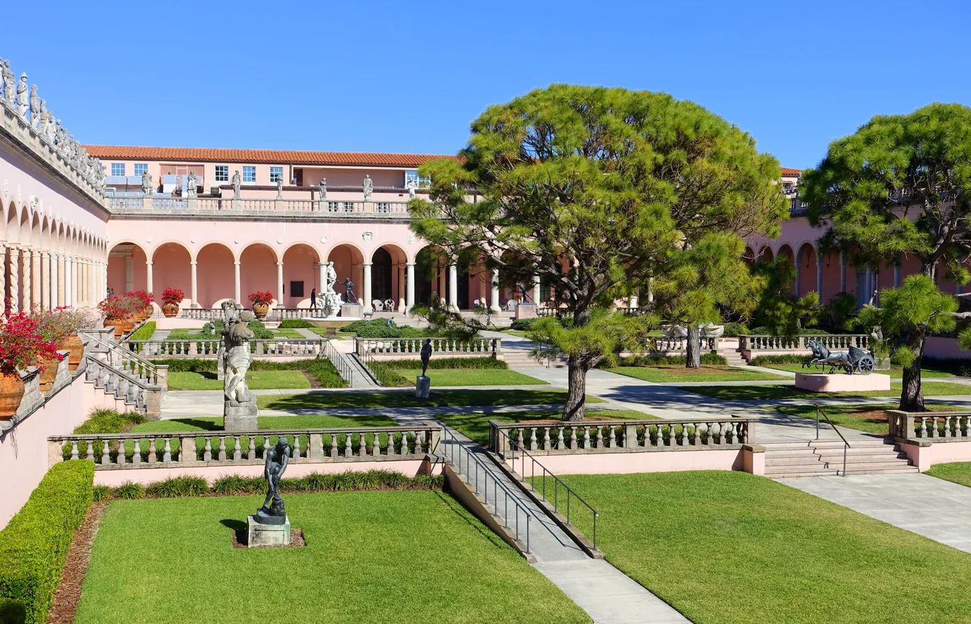 The bronze-lined courtyard of the John and Mable Ringling Museum of Art in Sarasota