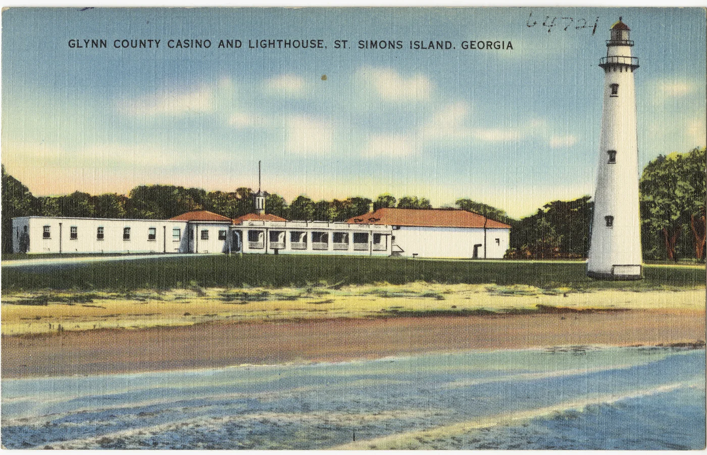 A period view of the casino and lighthouse at St. Simons Island, Georgia