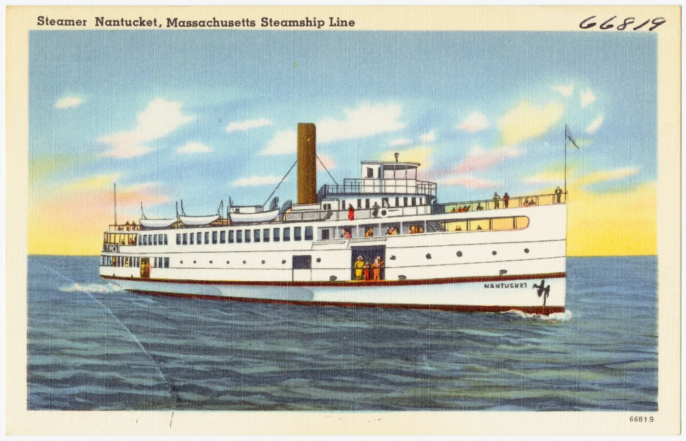Postcard of the steamer Nantucket of the Massachusetts Steamship Line