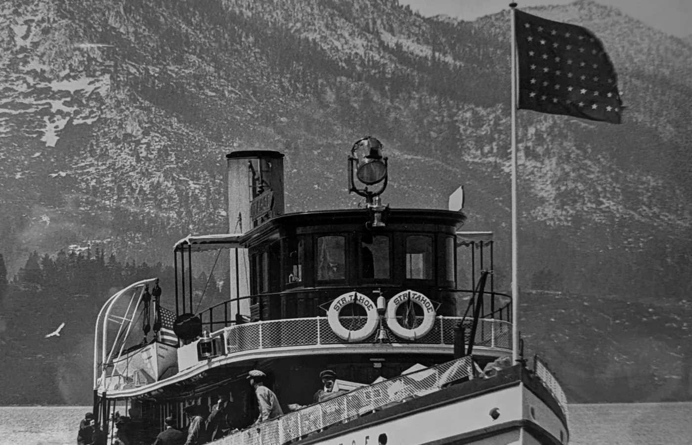 The steamer Tahoe on Lake Tahoe in 1919, the tourist vessel launched by lumber baron Duane Bliss in 1896