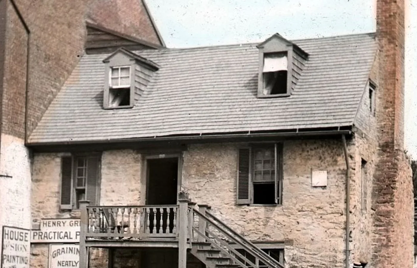 The Old Stone House of 1765 on M Street in Georgetown, Washington, D.C., photographed around 1890
