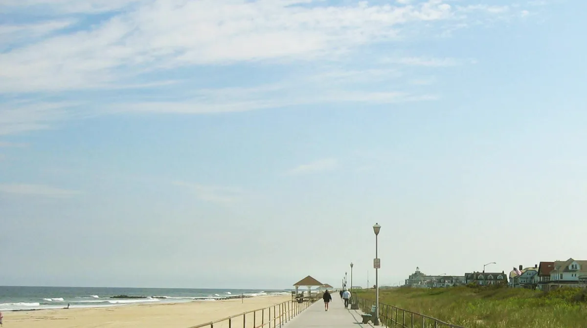 The boardwalk along the North End beach at Spring Lake, New Jersey