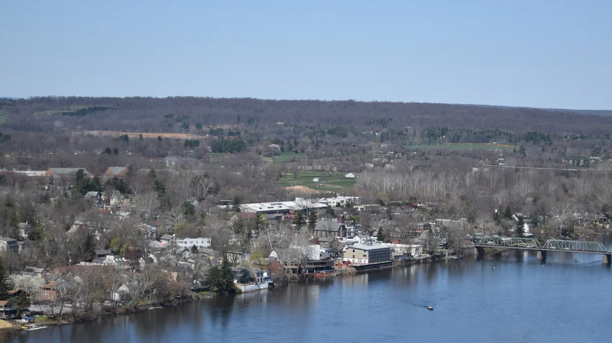 New Hope, Pennsylvania, and the Delaware River from Goat Hill Overlook in Lambertville, New Jersey