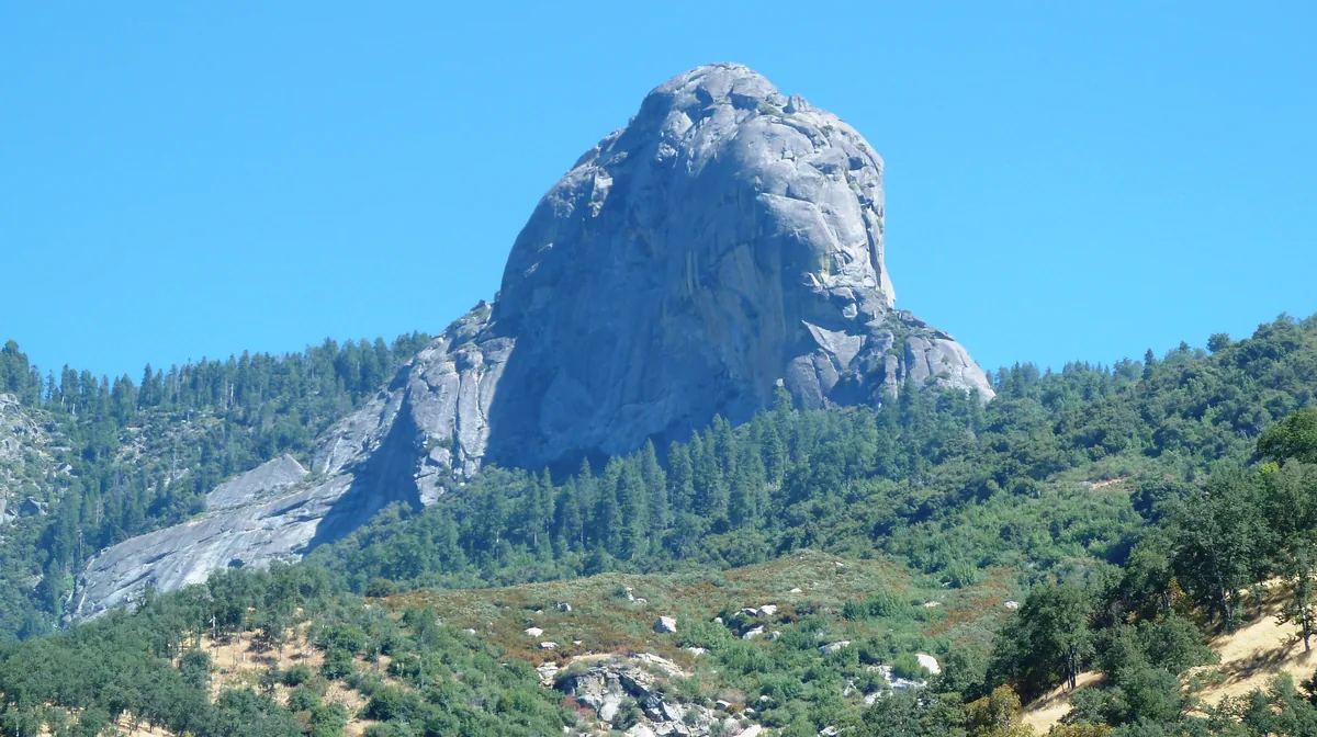 Moro Rock seen from Potwisha, near Hospital Rock, in Sequoia National Park, California