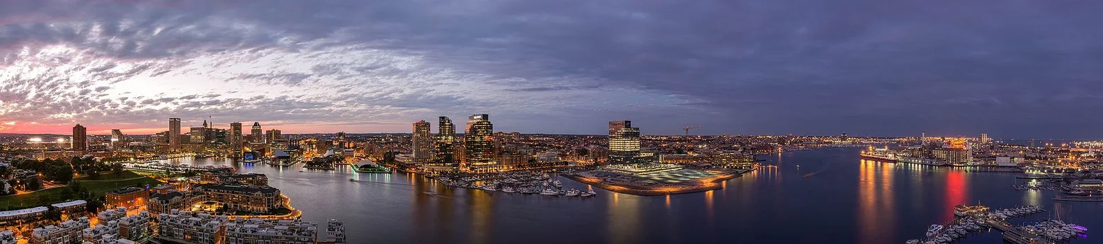 Baltimore sunset pano — Baltimore airbnb marketing