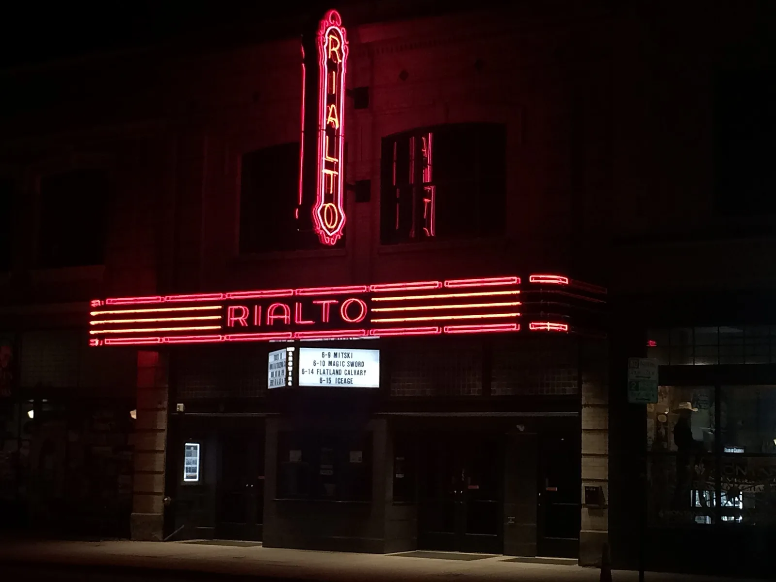 The Rialto at Night — Bozeman airbnb marketing