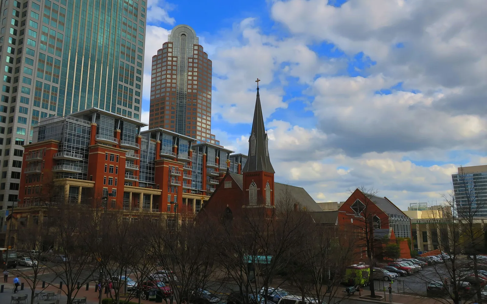 Saint Peter Catholic Church view from Mint Museum — Charlotte airbnb marketing