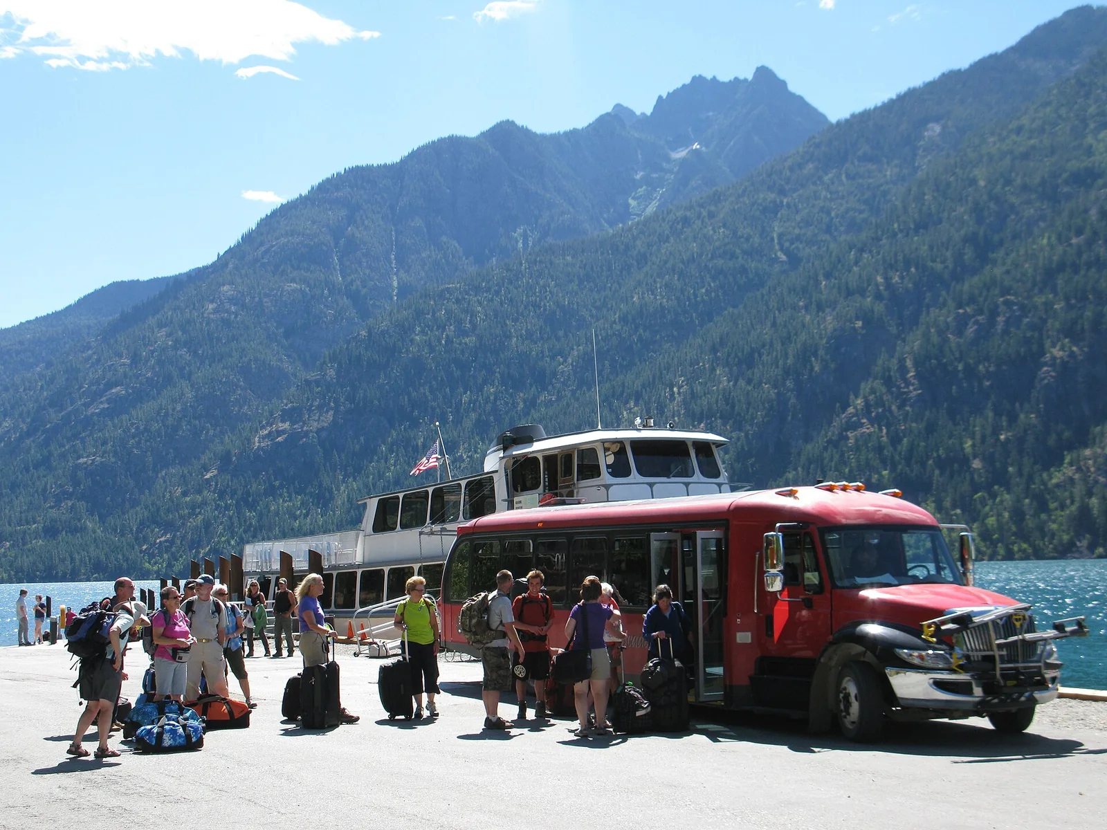 Boarding the Stehekin shuttle, Lake Chelan — Lake Chelan airbnb marketing