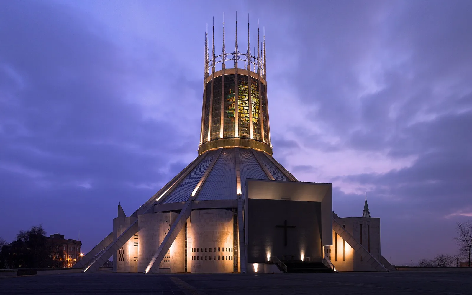 Liverpool Metropolitan Cathedral at dusk new version — Liverpool airbnb marketing