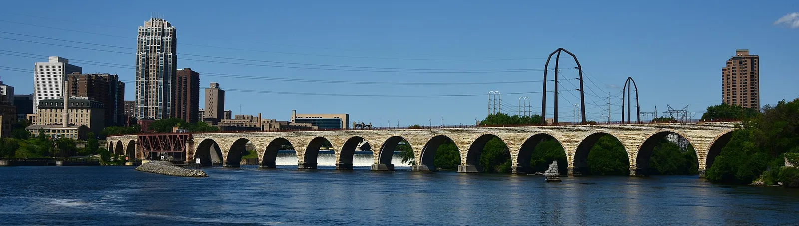Stone Arch Bridge as viewed from downriver 2019 08 08 — Minneapolis airbnb marketing