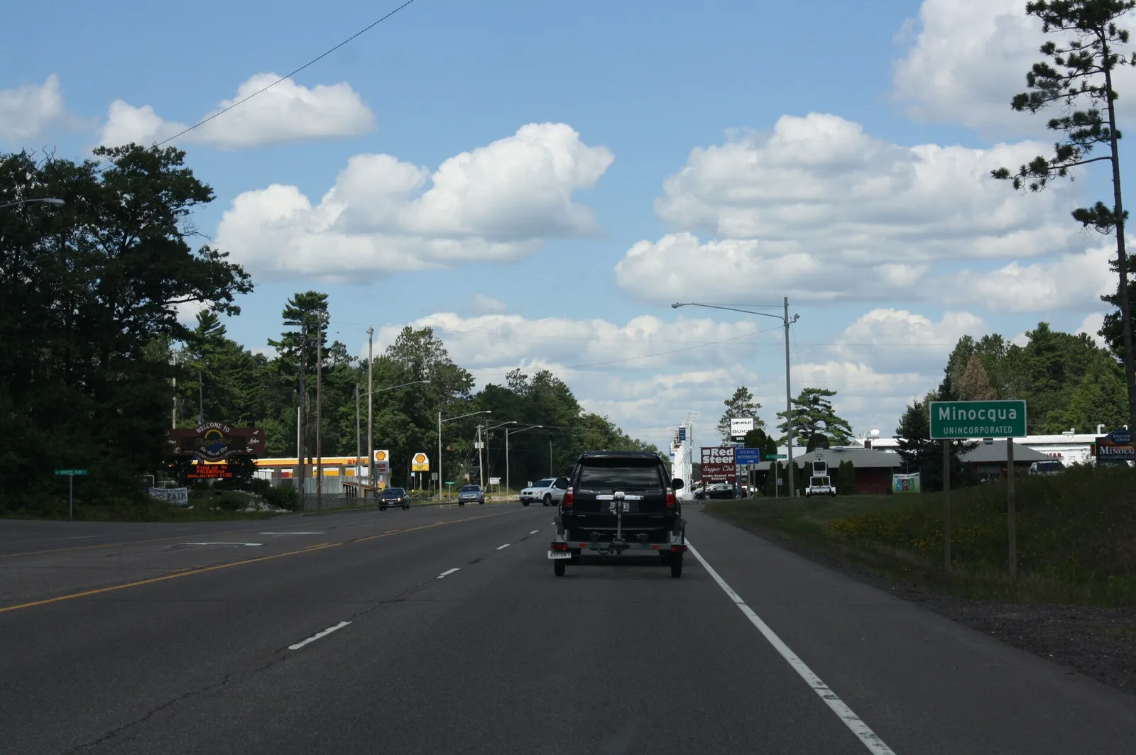 Minocqua Wisconsin Sign Looking north US51 — Minocqua airbnb marketing