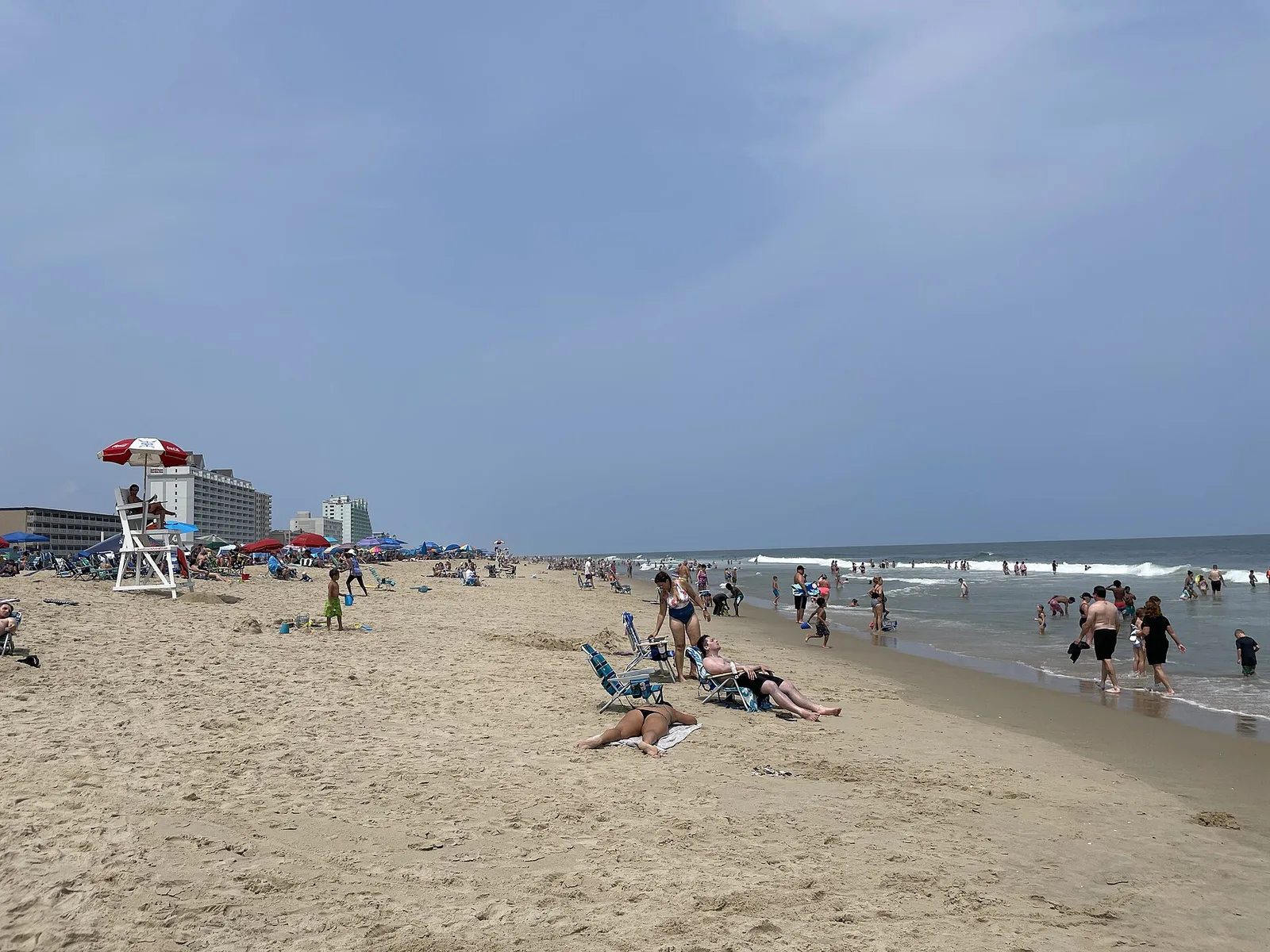 Ocean City MD beach looking north at 25th Street — Ocean City airbnb marketing