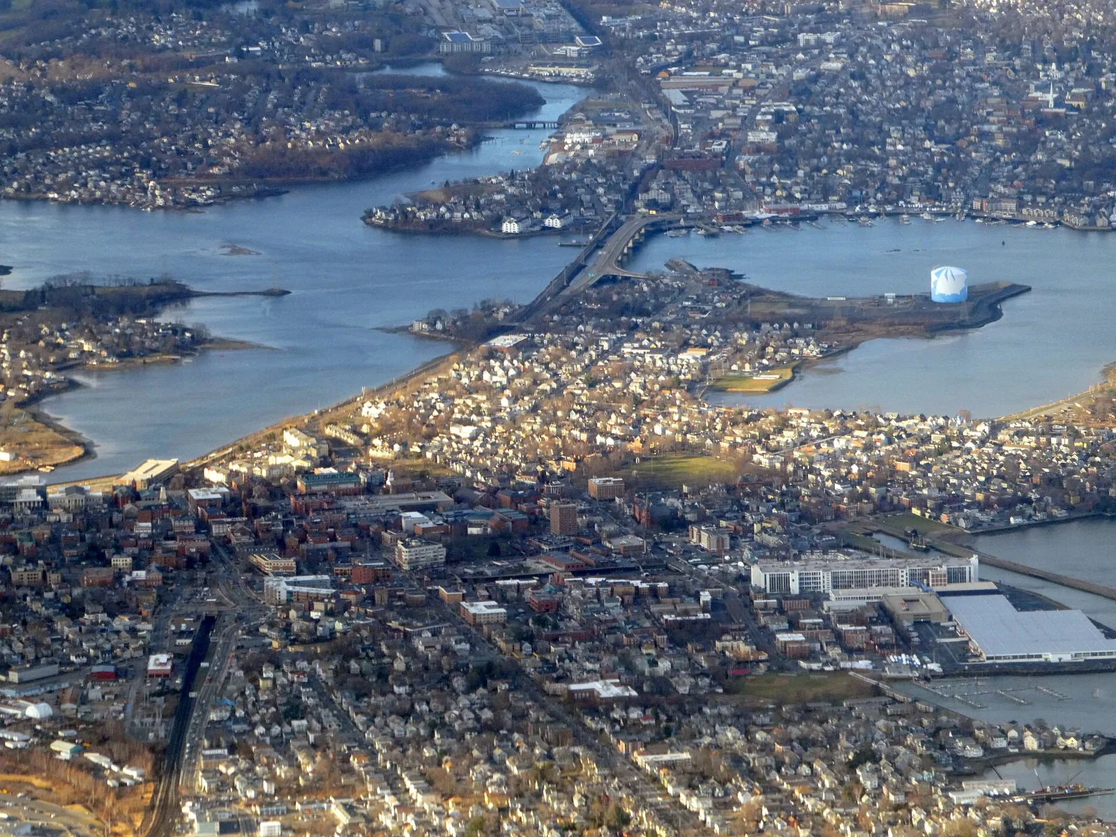 Aerial View Of Salem, Massachusetts, — Salem Massachusetts Derby Wharf