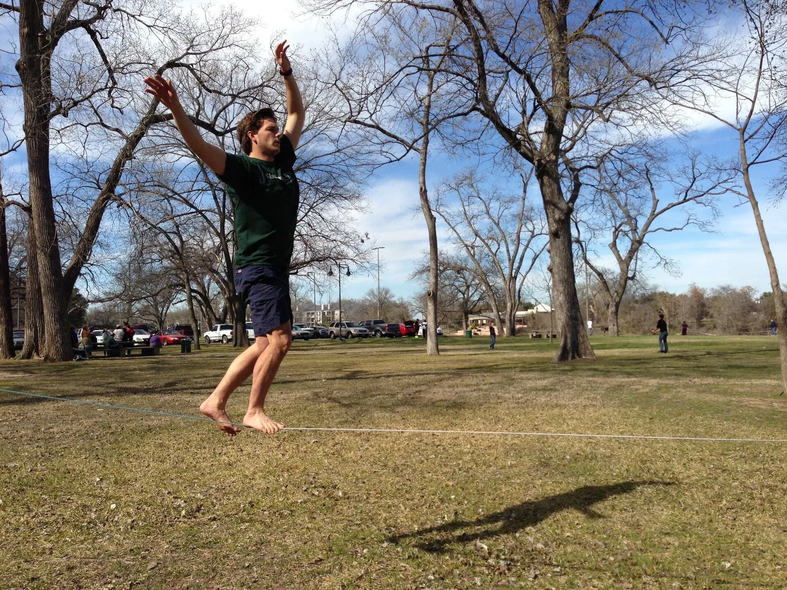 Slacklining in Cameron Park, Waco — Waco airbnb marketing
