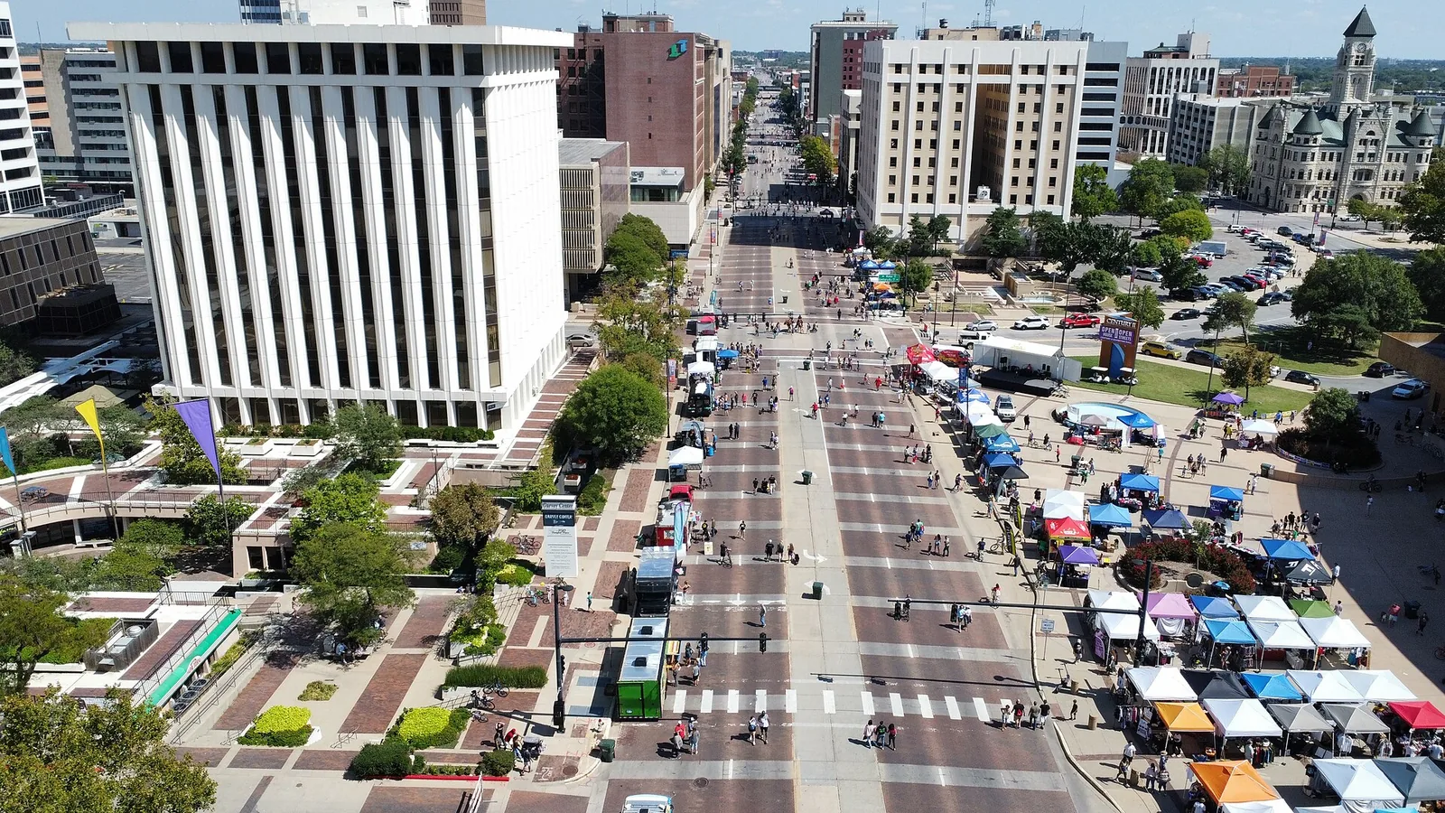 Aerial Of Douglas Ave. — Keeper of the Plains Wichita